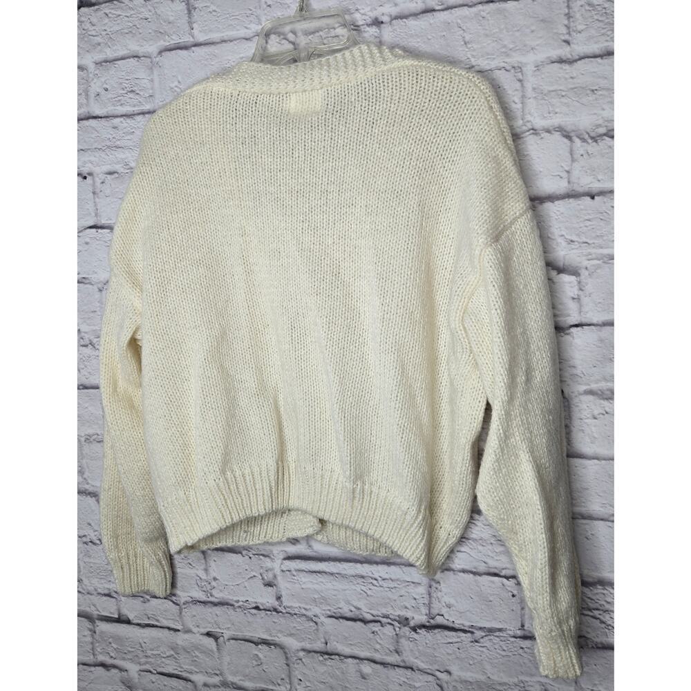 Luna Ivy Oversized Cream Strawberry Knit Cardigan Sweater Womens Medium Preppy - Picture 7 of 9